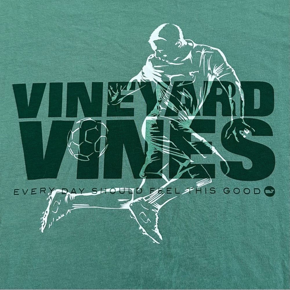 VINEYARD VINES Soccer Graphic Tee Shirt Green White Short Sleeve Cotton Men's M - Picture 4 of 12